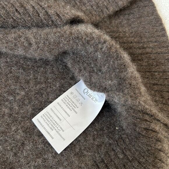 Quince 100% Mongolian Cashmere Crewneck Sweater Brown Women’s Size XL Soft Cozy - Picture 7 of 9